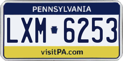 PA license plate LXM6253
