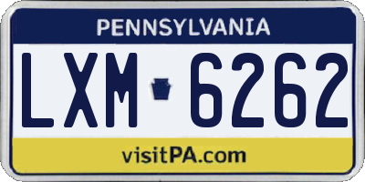 PA license plate LXM6262