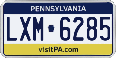 PA license plate LXM6285
