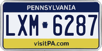 PA license plate LXM6287