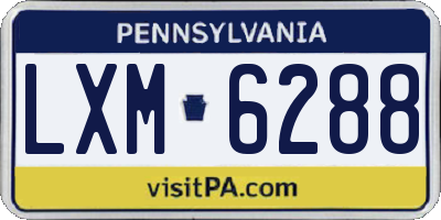 PA license plate LXM6288