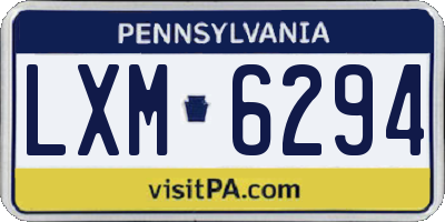 PA license plate LXM6294