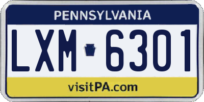 PA license plate LXM6301