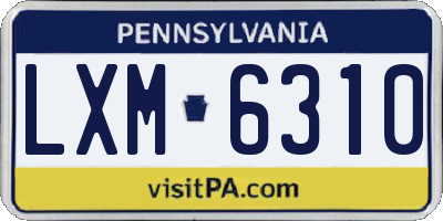 PA license plate LXM6310