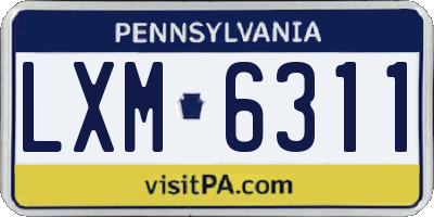 PA license plate LXM6311