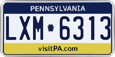 PA license plate LXM6313