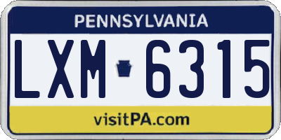 PA license plate LXM6315