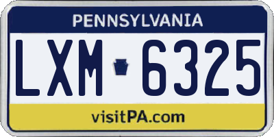 PA license plate LXM6325