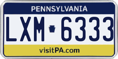 PA license plate LXM6333