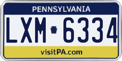 PA license plate LXM6334