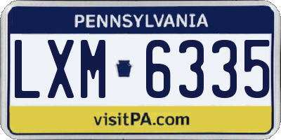 PA license plate LXM6335