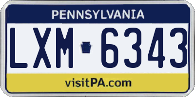 PA license plate LXM6343