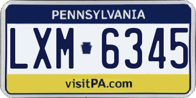 PA license plate LXM6345