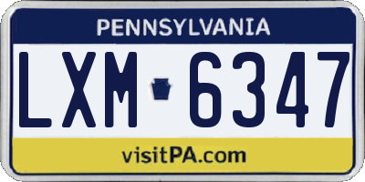 PA license plate LXM6347