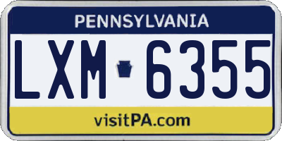 PA license plate LXM6355