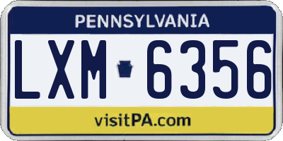 PA license plate LXM6356