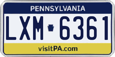 PA license plate LXM6361