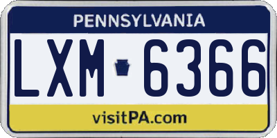 PA license plate LXM6366