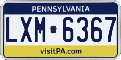 PA license plate LXM6367