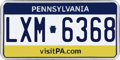 PA license plate LXM6368