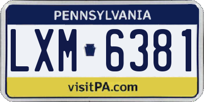 PA license plate LXM6381
