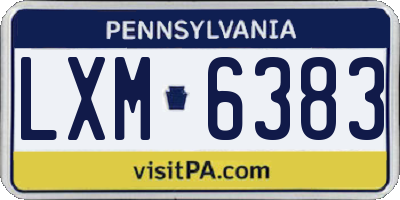 PA license plate LXM6383