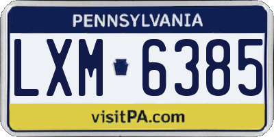 PA license plate LXM6385