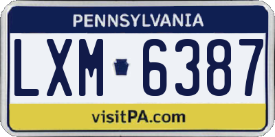 PA license plate LXM6387
