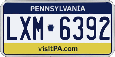 PA license plate LXM6392