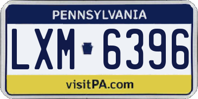 PA license plate LXM6396