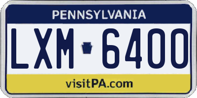 PA license plate LXM6400