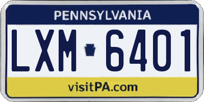 PA license plate LXM6401