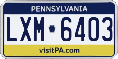 PA license plate LXM6403