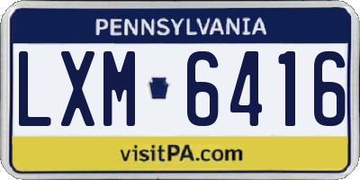 PA license plate LXM6416