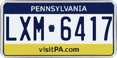 PA license plate LXM6417