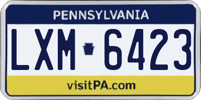 PA license plate LXM6423
