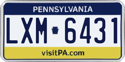 PA license plate LXM6431