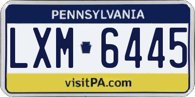 PA license plate LXM6445
