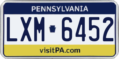 PA license plate LXM6452