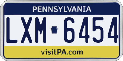 PA license plate LXM6454