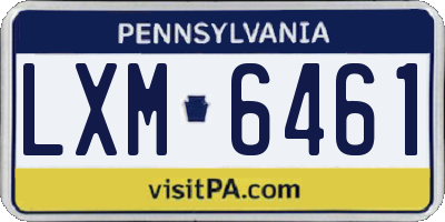 PA license plate LXM6461