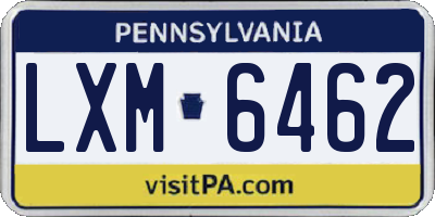 PA license plate LXM6462