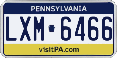 PA license plate LXM6466