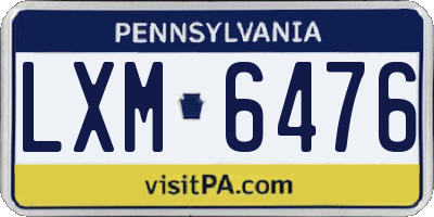 PA license plate LXM6476