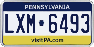 PA license plate LXM6493