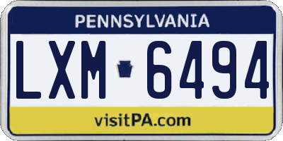 PA license plate LXM6494