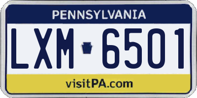 PA license plate LXM6501