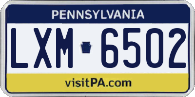 PA license plate LXM6502
