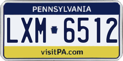 PA license plate LXM6512