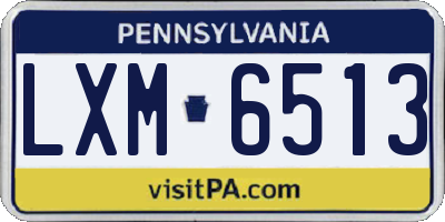 PA license plate LXM6513
